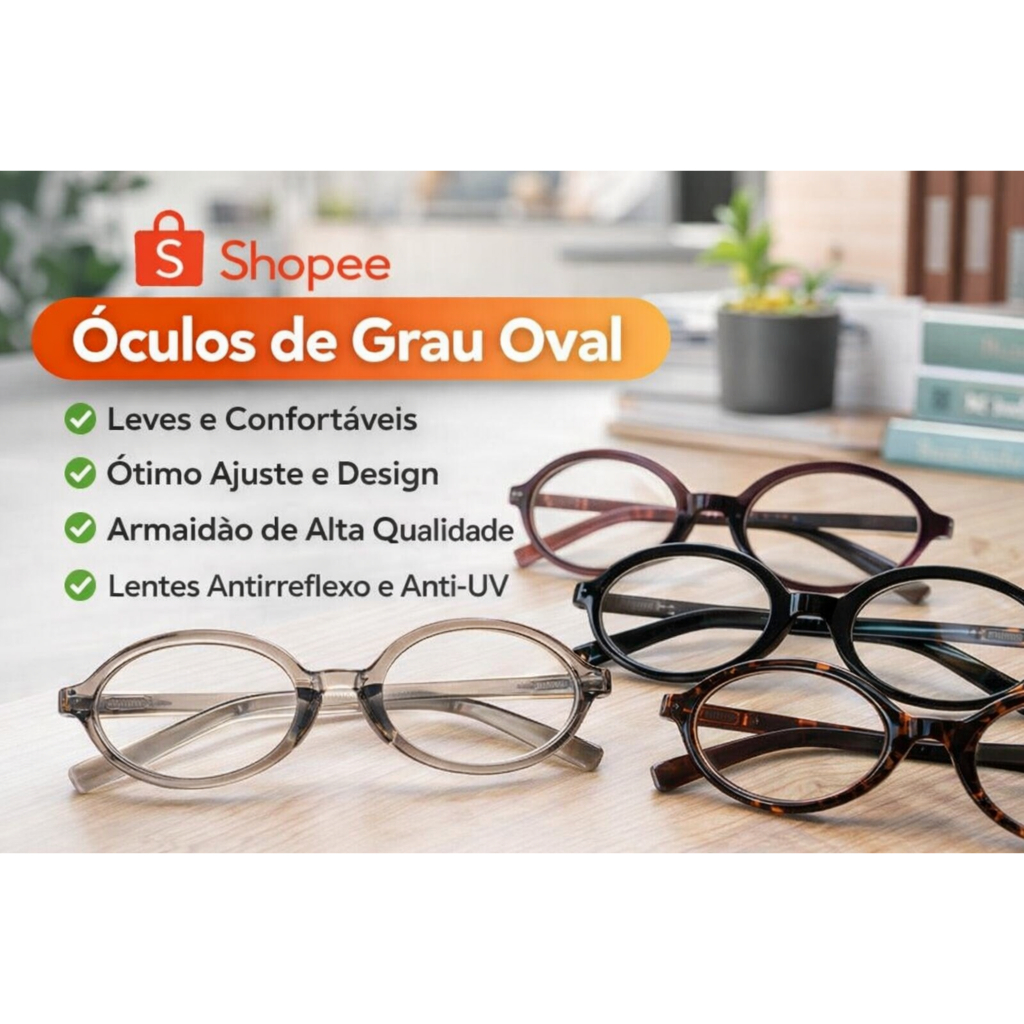 Óculos Feminino Armação Retrô Ultra Leve Prot