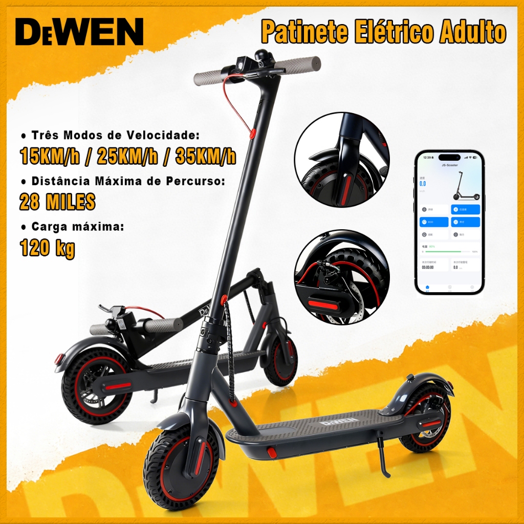 Patinete Elétrico Adulto 350W Velocidade Máxima 