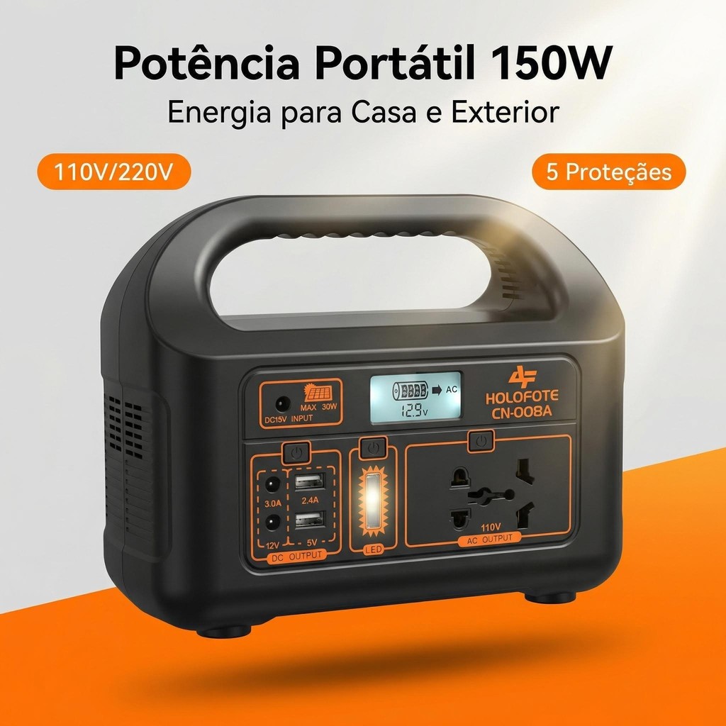 Central Elétrica Portátil Gerador De 150w Aplica