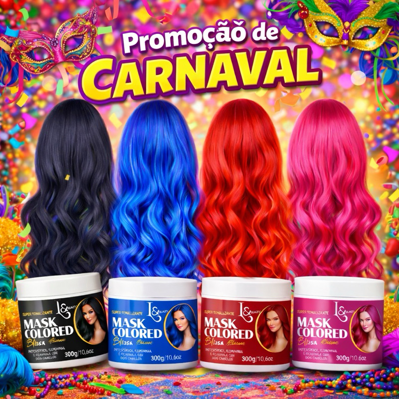 Máscara Tonalizante Coloridas Carnaval LEbeauty 3