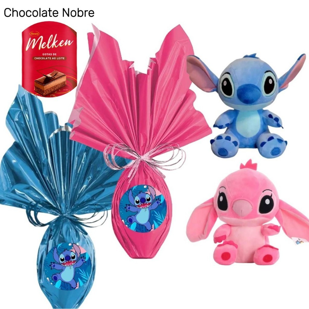 Kit Ovo De Páscoa 250g Pelucia Lilo Stitch 25cm O