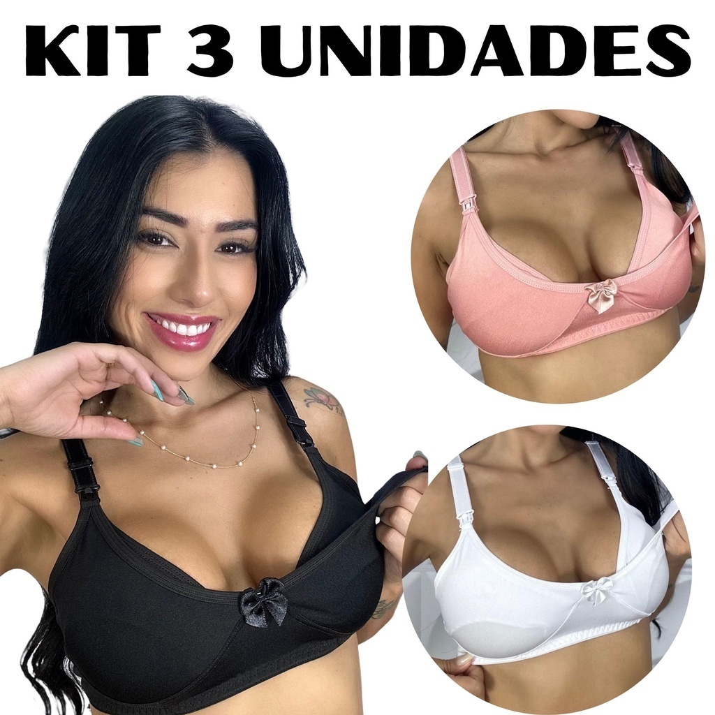 Kit 3 Sutiã Soutien Lingerie Amamentação Microf