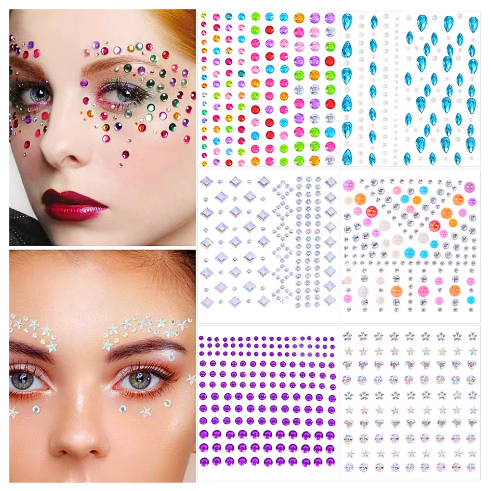 Cartela Strass Brilhinho p/ Rosto Adesivo Face e C