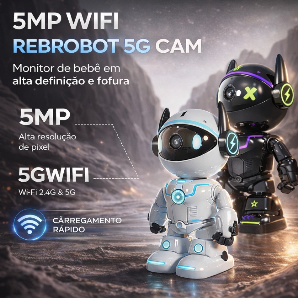Câmera PTZ Wi-Fi Robô de Segurança 2MP | Visão