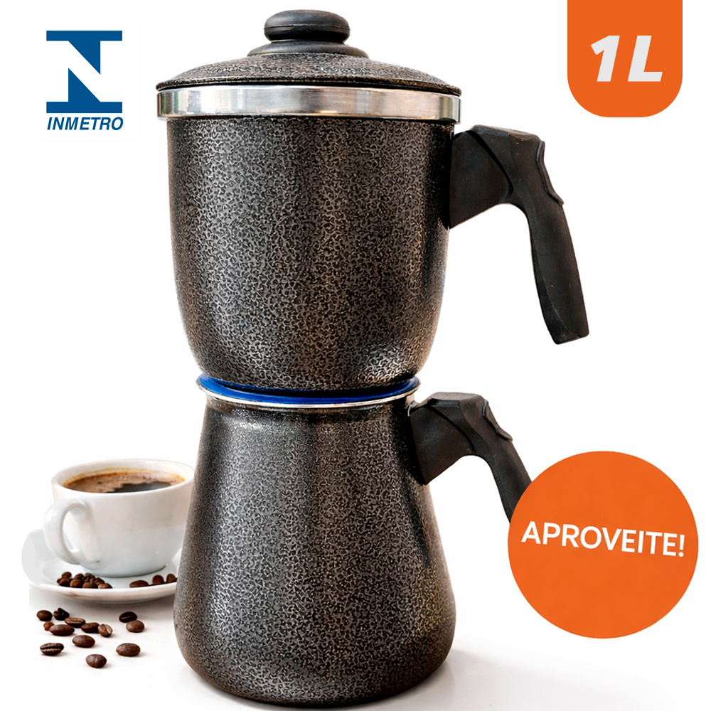 Cafeteira Italiana de Fogão 1L Alumínio Polida e