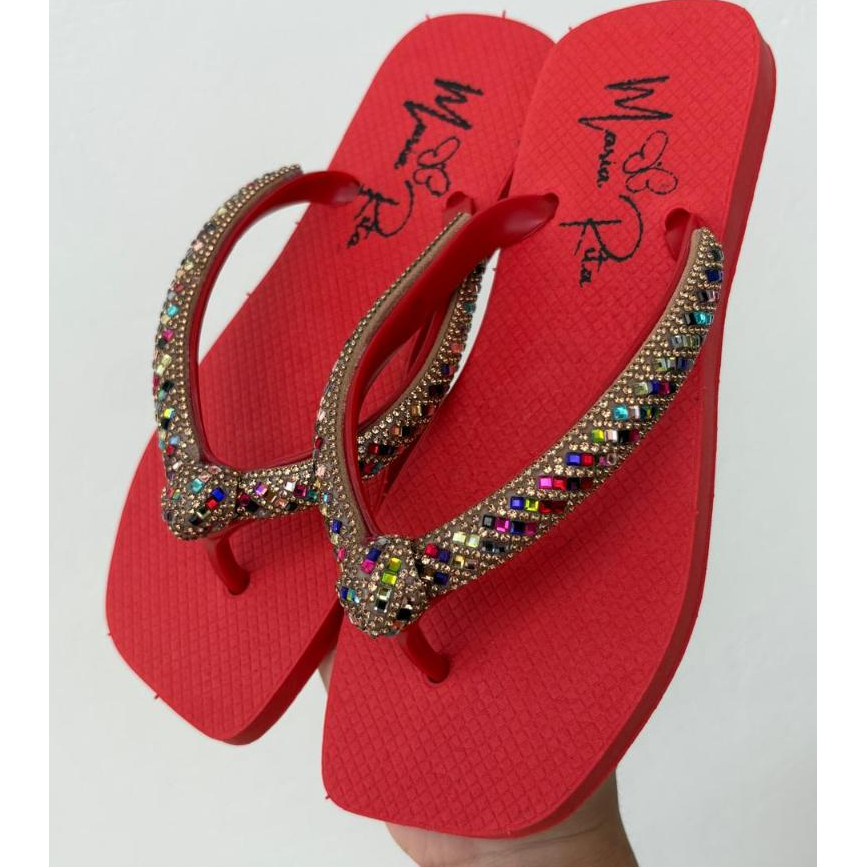 Chinelo Feminino De Dedo Com Cordão De Strass Gro
