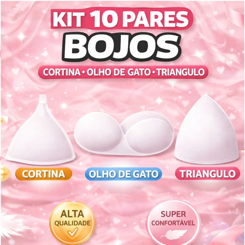 Kit 10 Pares Bojo Triângulo Cortina Olho de Gato 