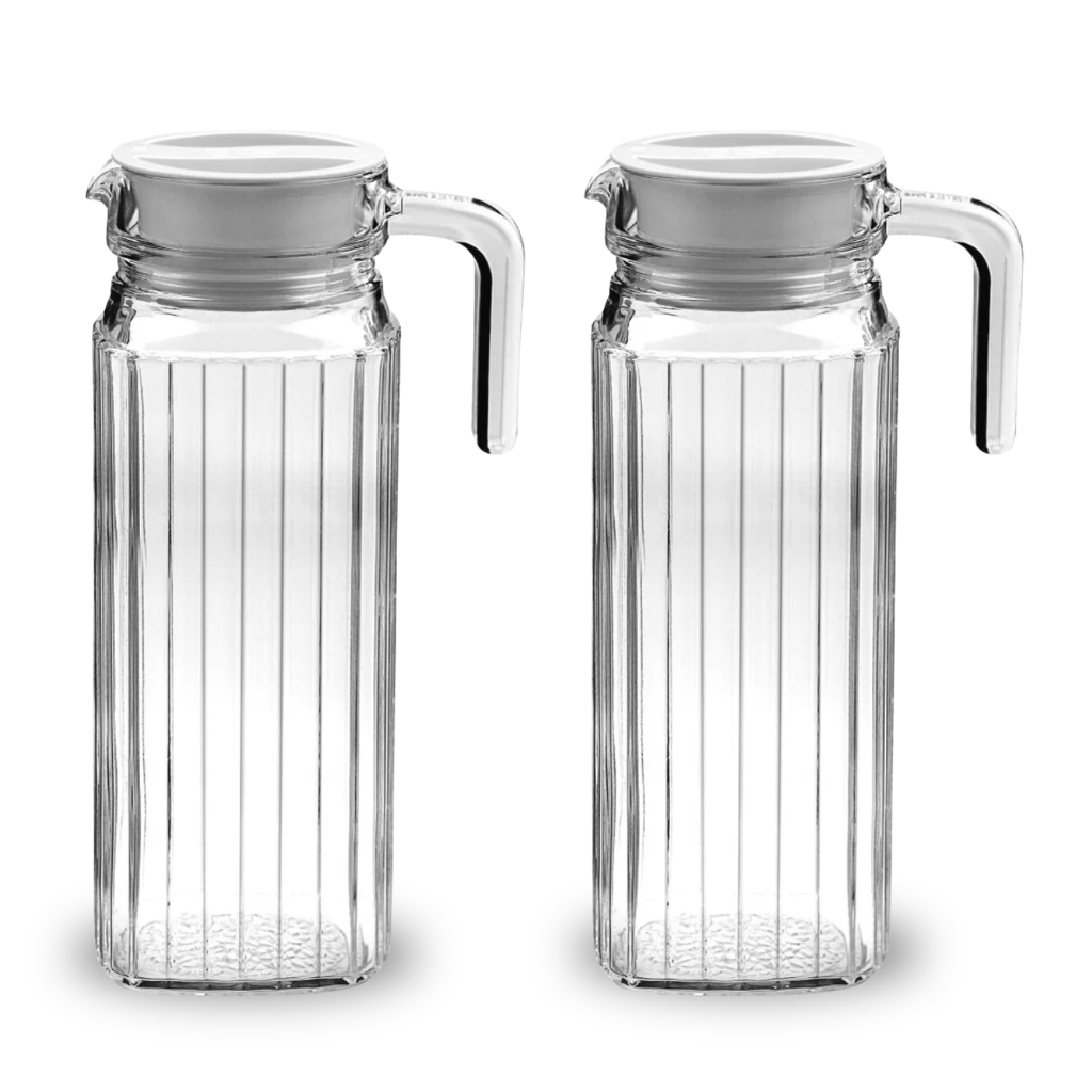 Kit 2 Jarras de Vidro 1,1 Litro com Tampa e Alça