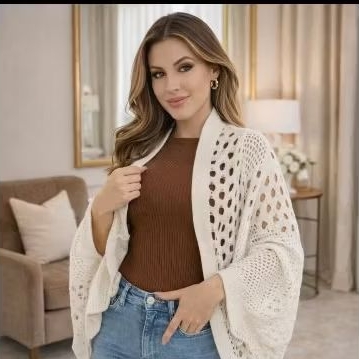 CAPA KIMONO RENDADO INVERNO TRICOT ELEGANTE ÚNICO