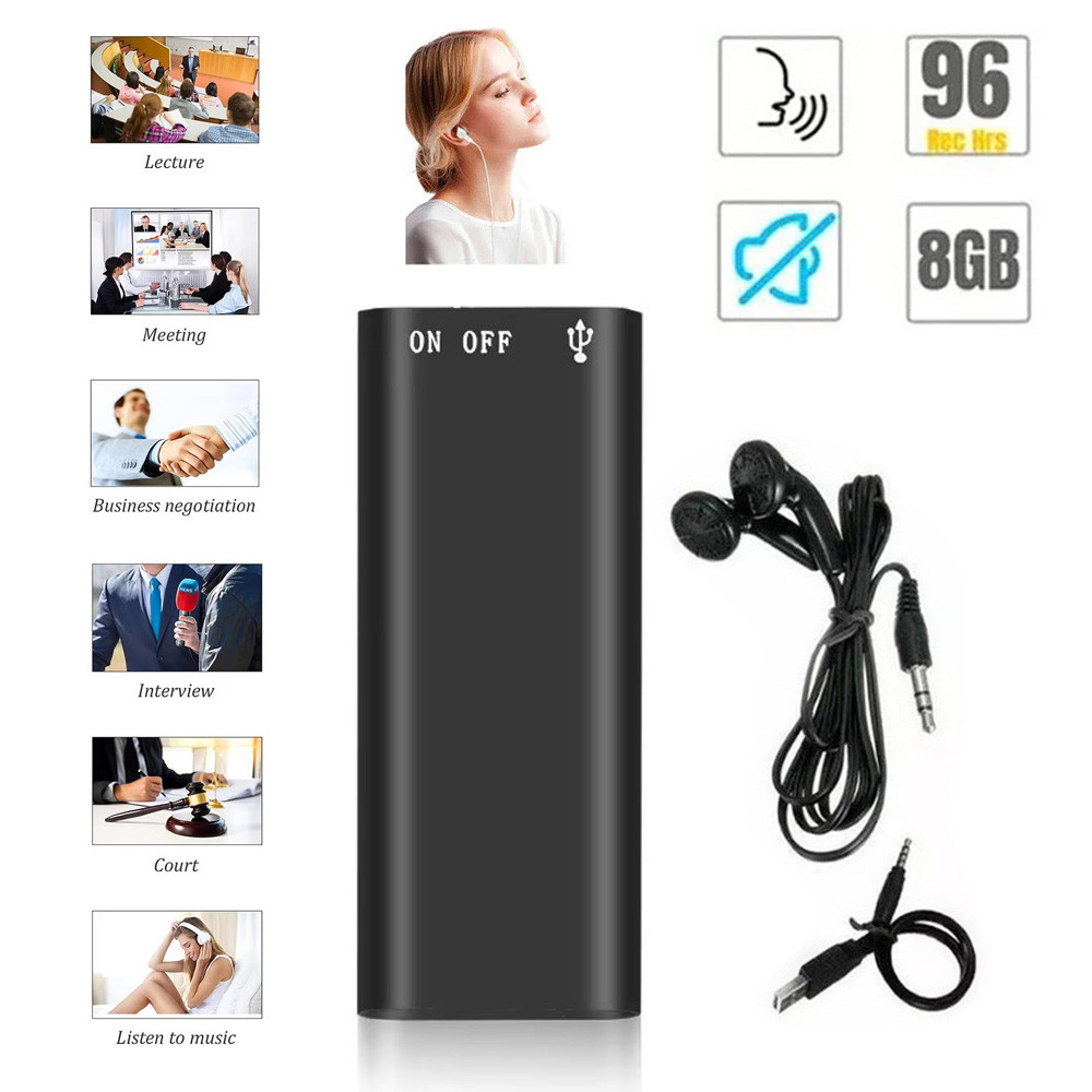Gravador De Voz Em Miniatura Estilo Espião, 8GB,