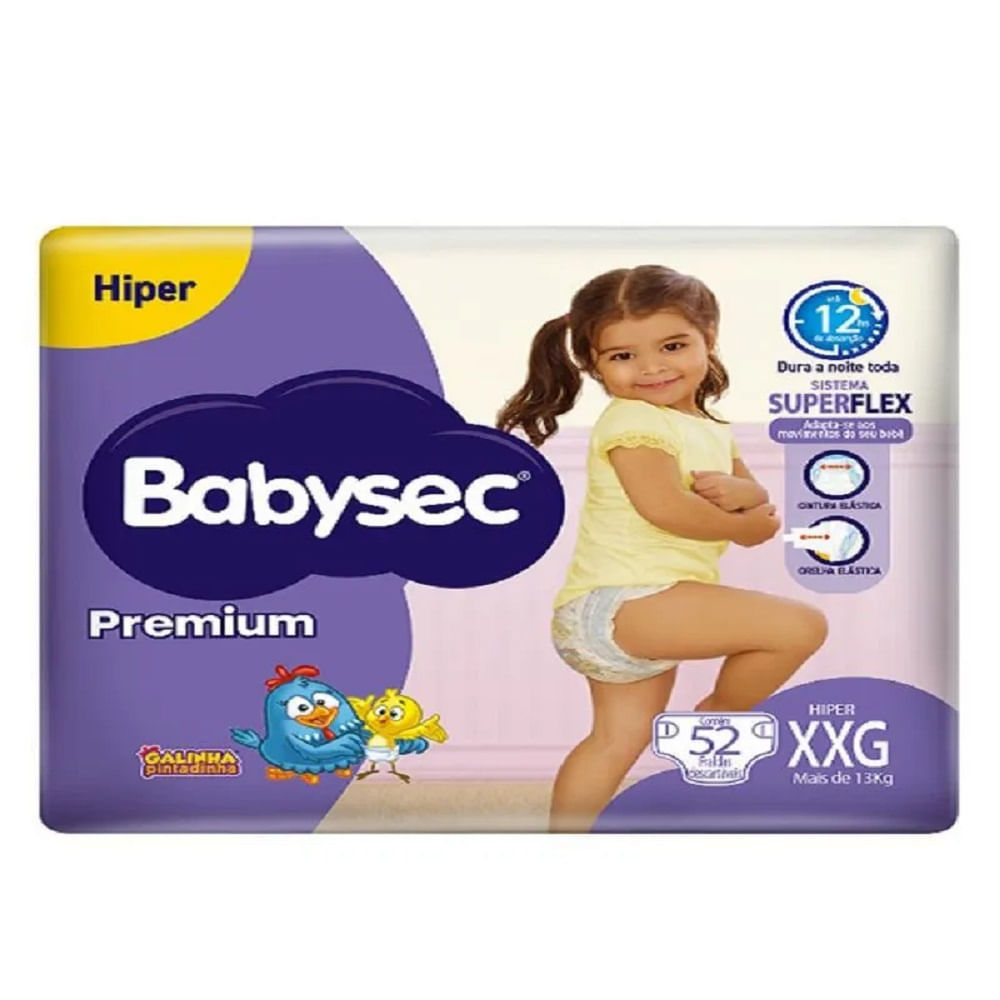 Fralda Babysec Premium Hiper XXG 52 Unidades