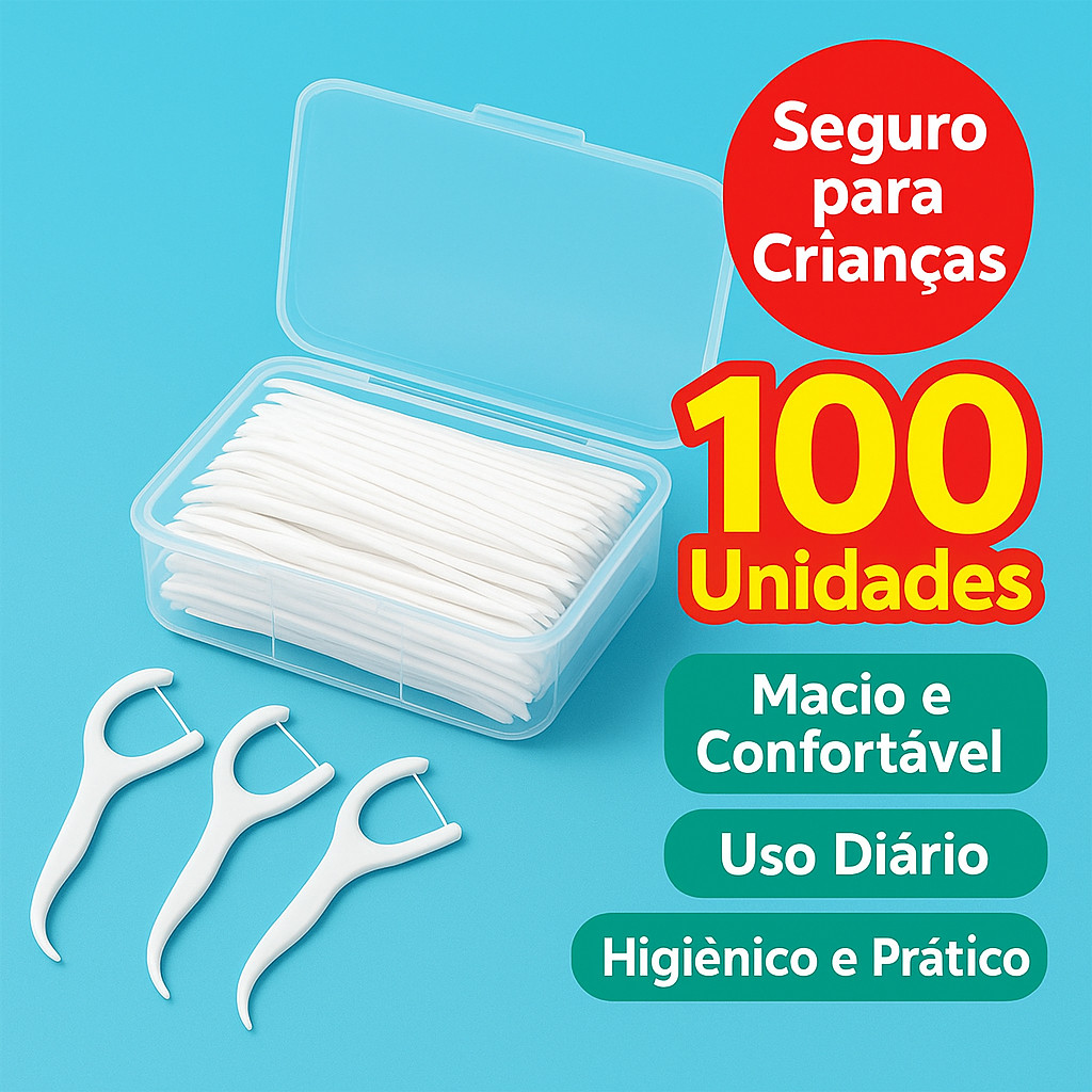 Kit 50 Unidades de Fio Dental Infantil em Formato 