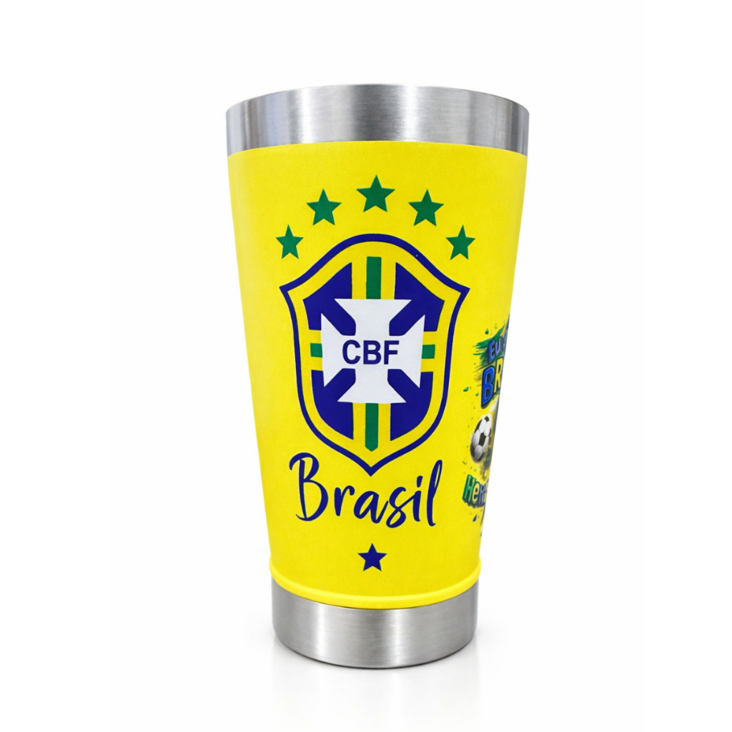 Copo térmico Brasil Copa do mundo Hexa 473ml com 