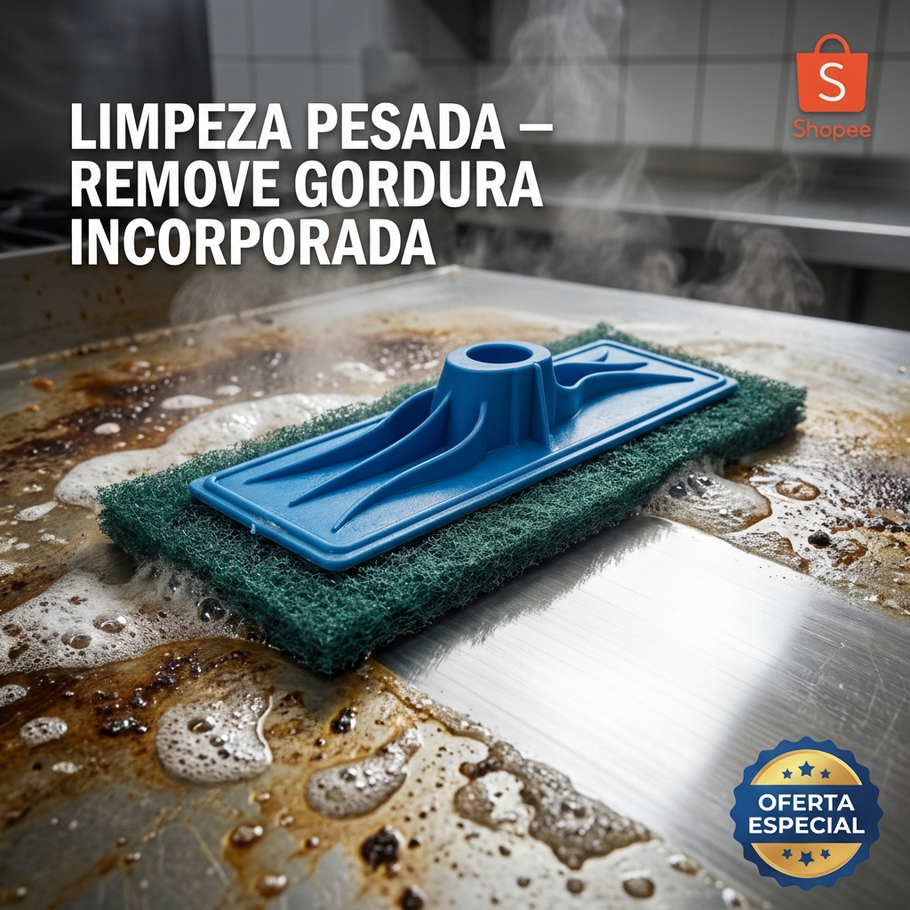 Esfregão Fibra de Limpeza Pesada com Suporte Cabo