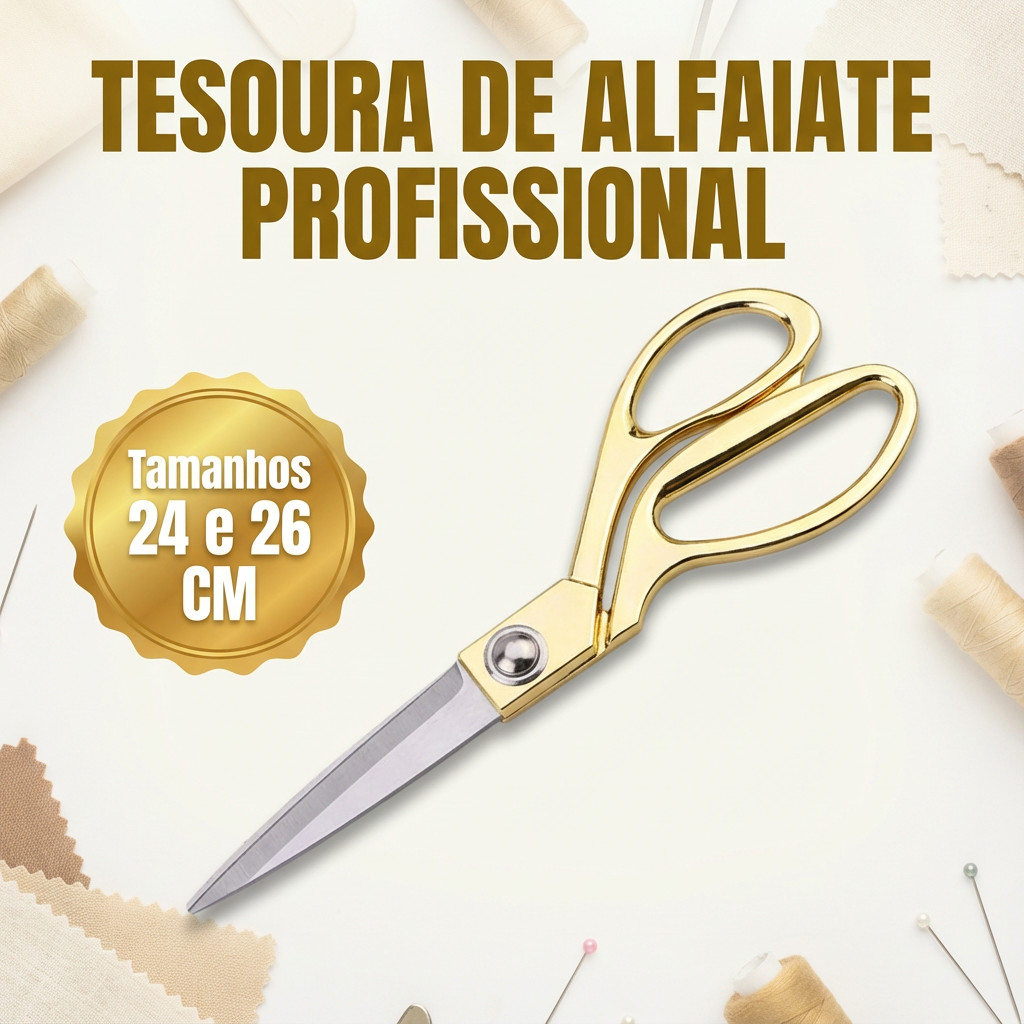 Tesoura Profissional Dourada Costureira Tapeceiro 