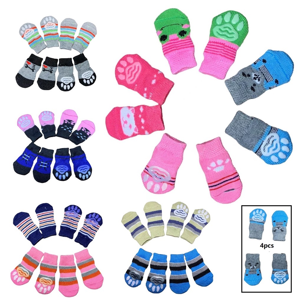 4 peças de Meia Para Pet Cães Gatos Antiderrapan