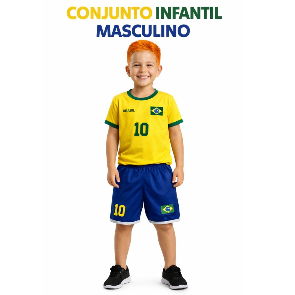 Conjunto Infantil Menino Do Brasil do 2 Ao 8 Anos