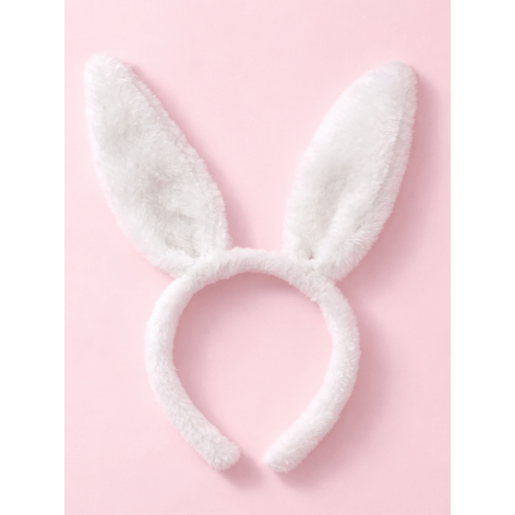 Tiara Orelha de Coelho Pelúcia Branca Infantil Ad
