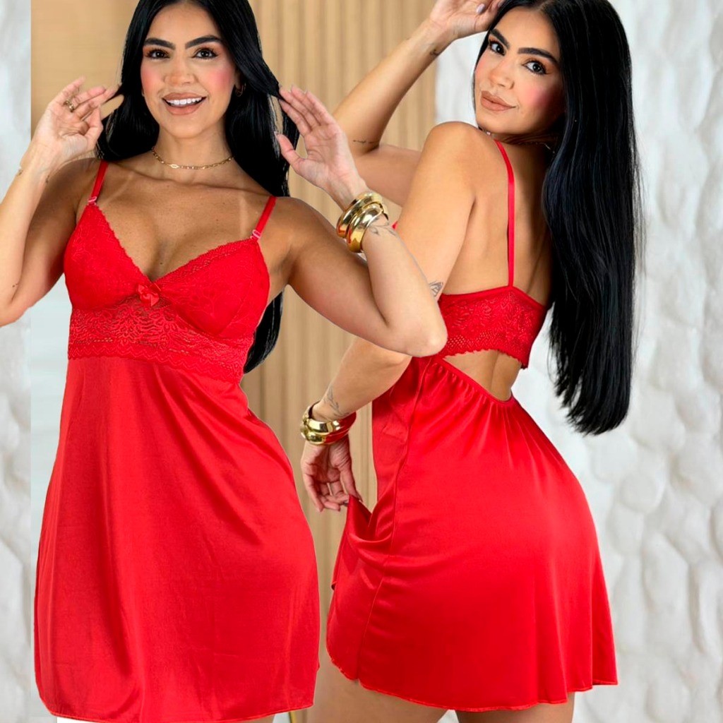 Kit Camisola Sexy Renda Camisola com Calcinha Femi