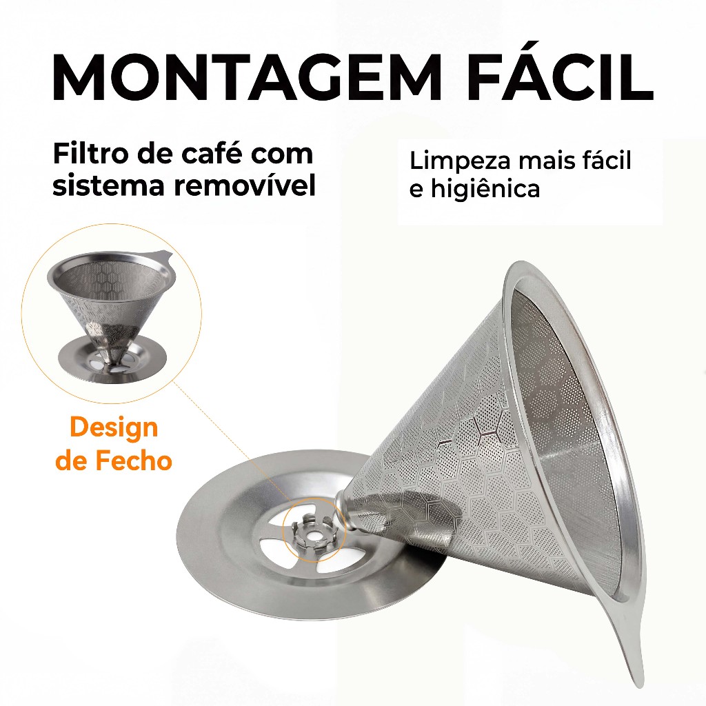 Coador de Café em Aço Inoxidável com Suporte Re