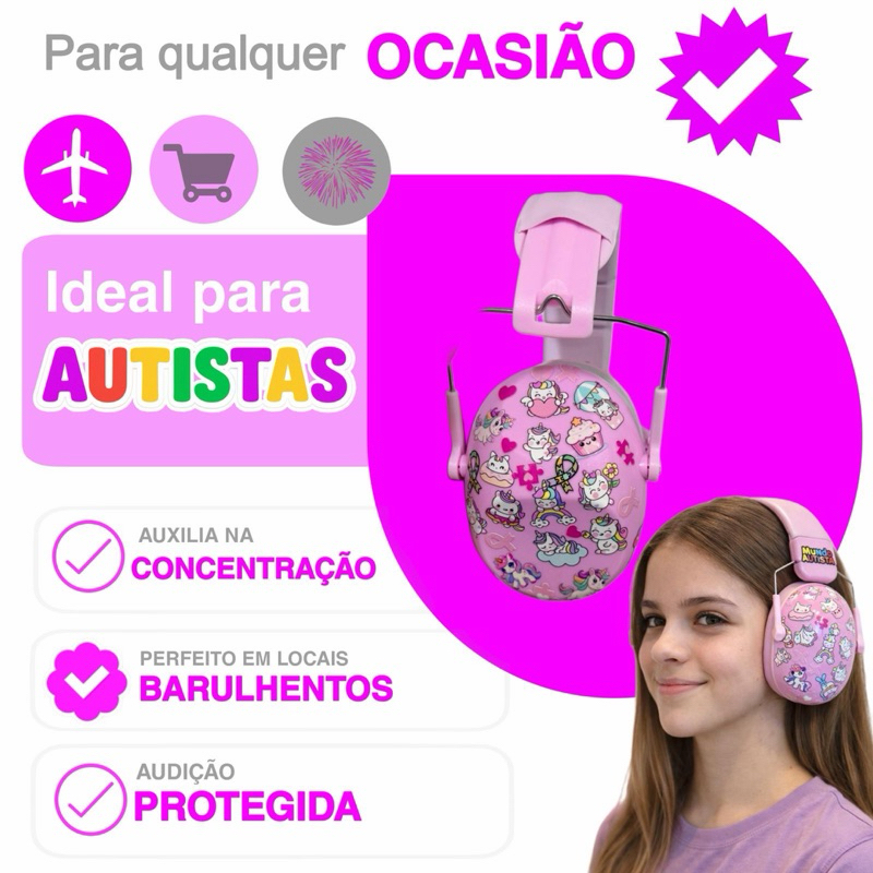 Abafador Autismo 32 DB   Infantil Fone Protetor de