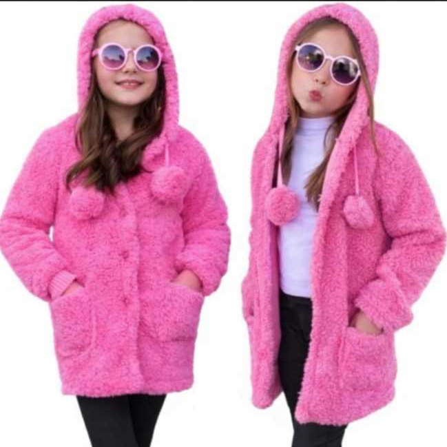 Casaco Infantil, Juvenil no Tecido teddy con Capuz