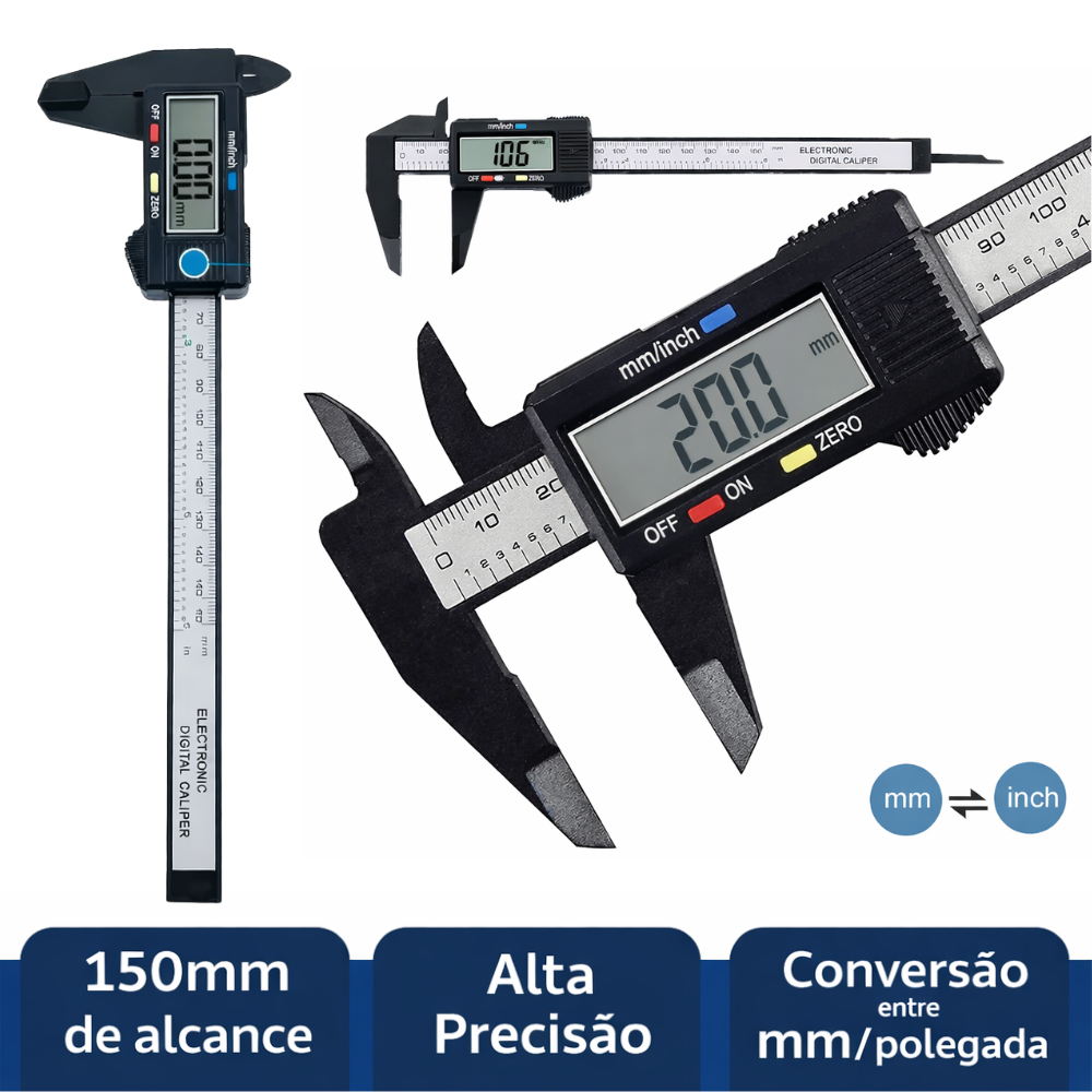 Paquímetro Digital Eletrônico Caliper De Fibra C