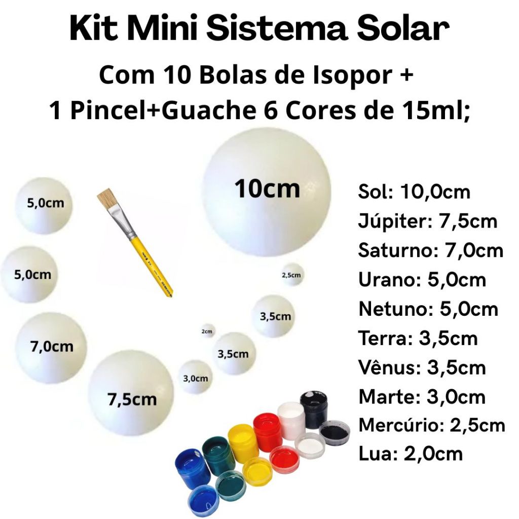 Kit Mini Maquete Escolar Sistema Solar Planetas co