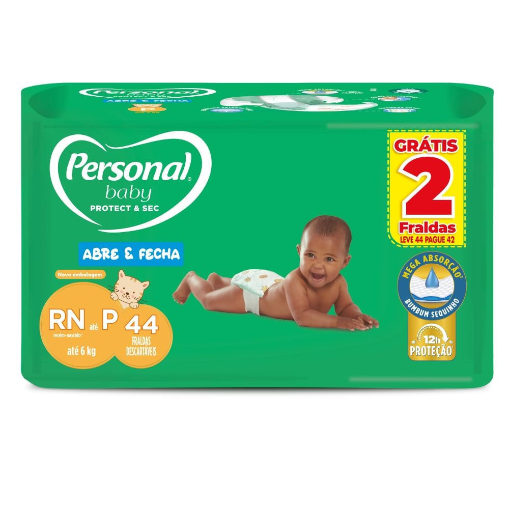 Fralda Personal Baby Protect E Sec Abre e Fecha P 