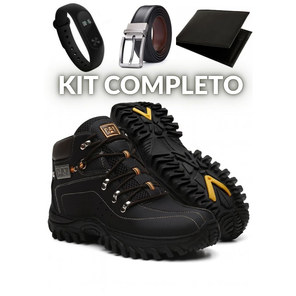 Bota Masculina Caterpillar Reforçada + Cinto + Ca
