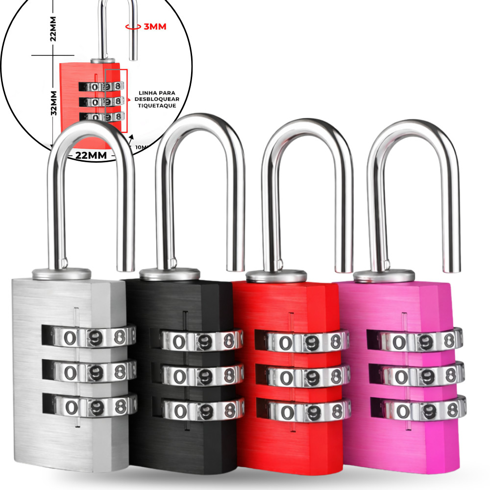 Cadeado Com Senha Resistente P/ Mala de Viagem Arm