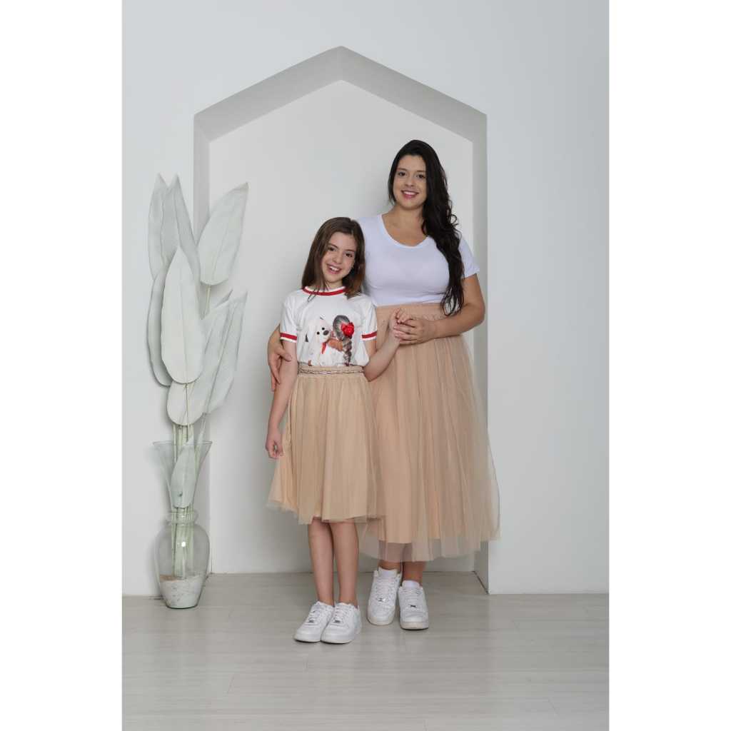 Saia Tule Infantil Liso Gode Femenina Moda Evangel