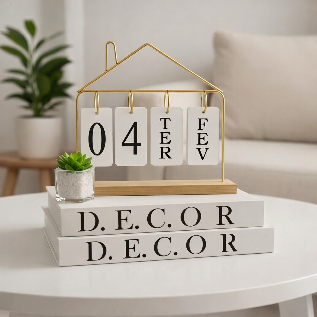 Calendário de Mesa Decorativo com Plaquinhas Pret