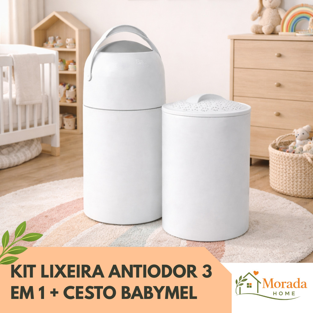 Kit Lixeira Antiodor e cesto Baby Mel para Quarto 