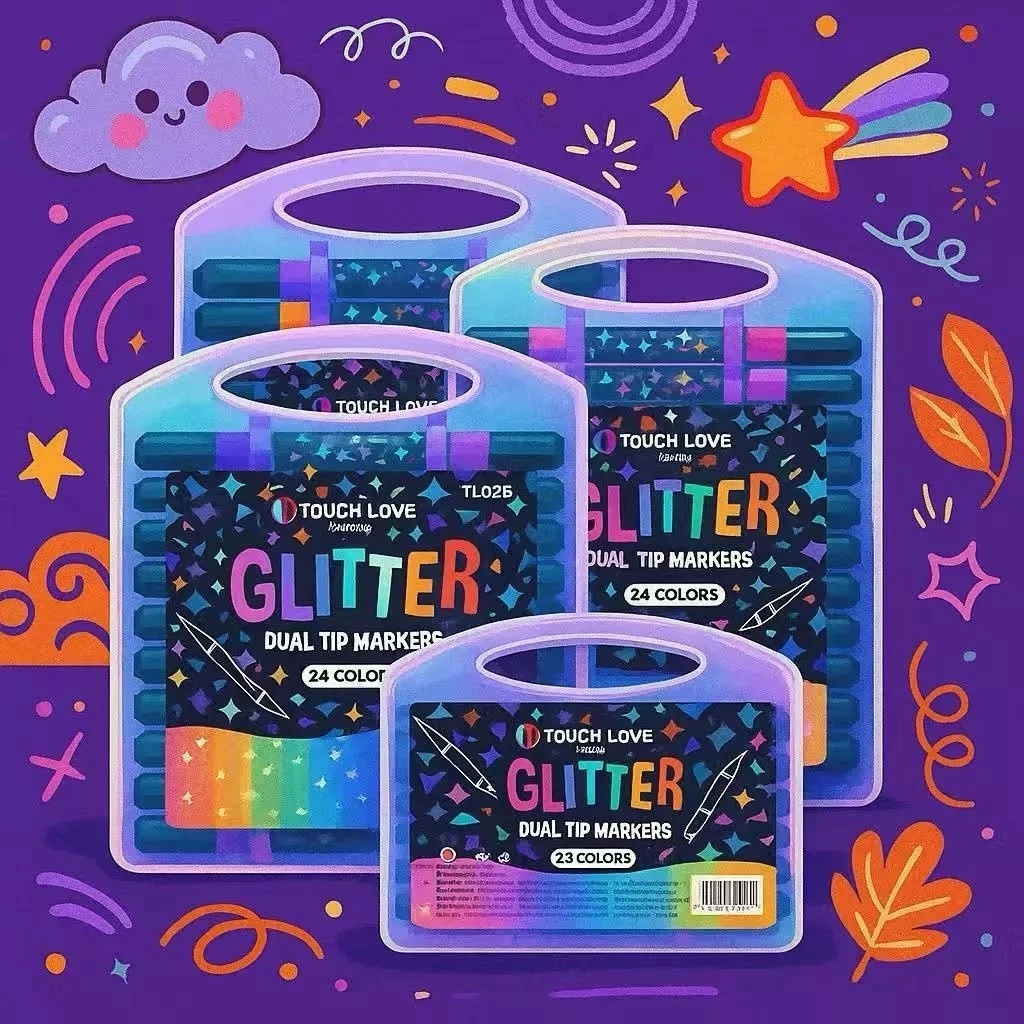 Caneta dupla com glitter (12/24/36/48), marcador d