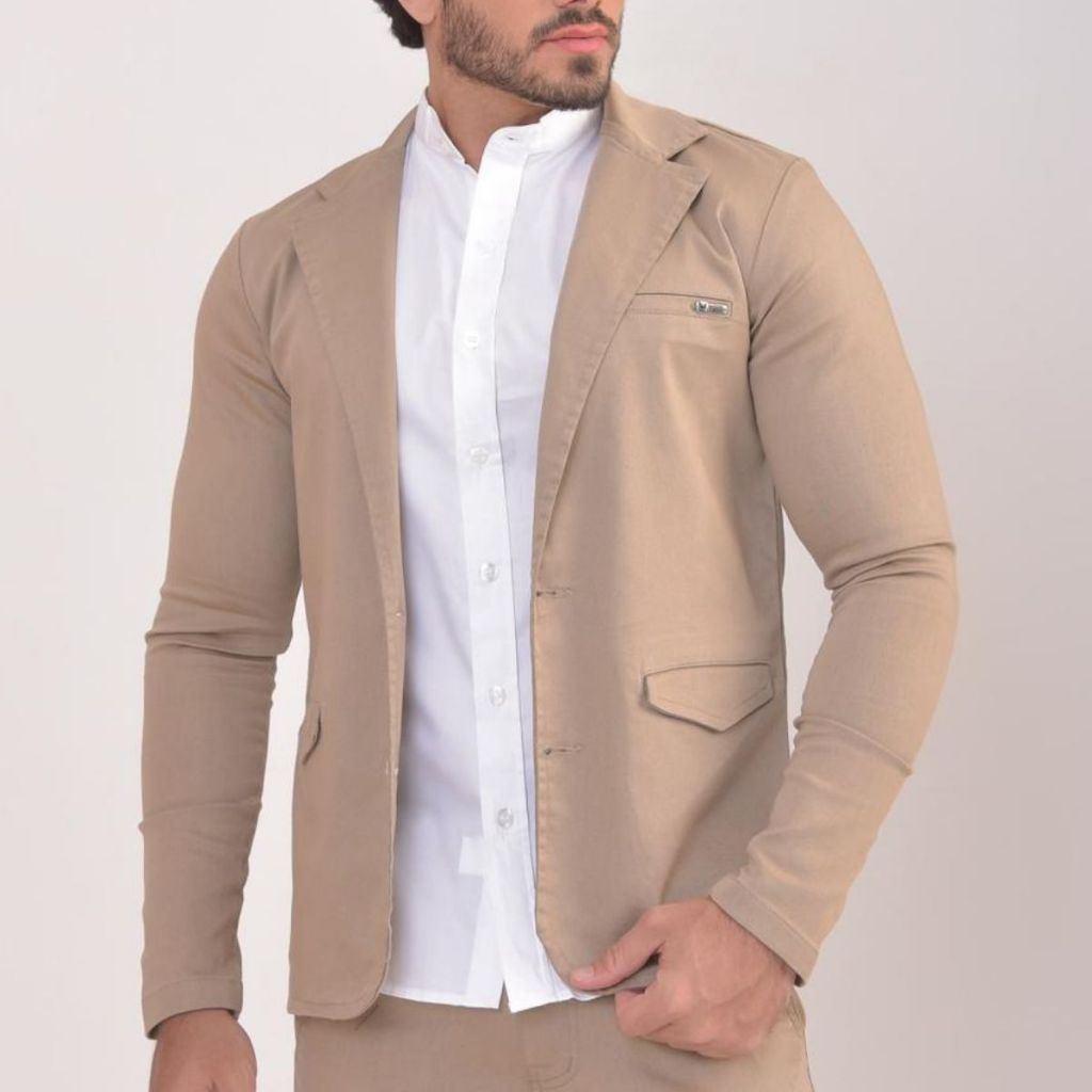 Blazer  Masculino Slim de Sarja Premium Esporte Fi