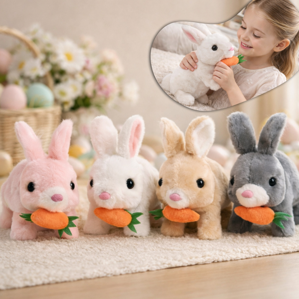 Brinquedo de Pelúcia Coelhinho Elétrico  Projeta