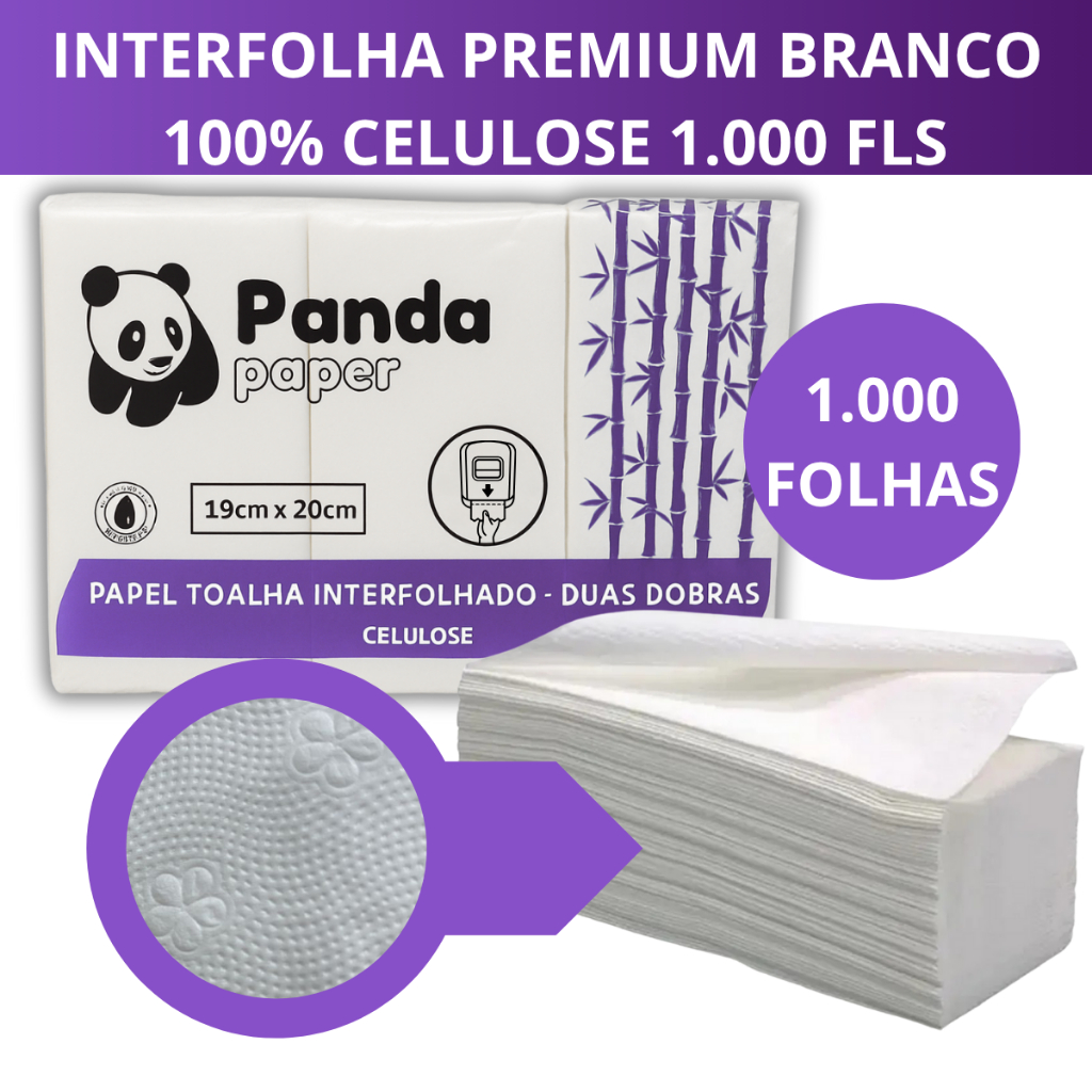 Papel Toalha Interfolhado 1000 Folhas 100% Celulos