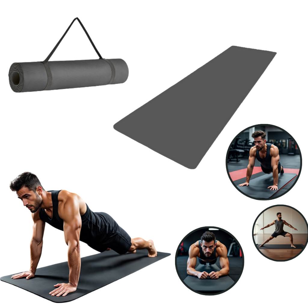 Tapete Yoga Mat Abdominal Prancha Corda 1,70mx55cm