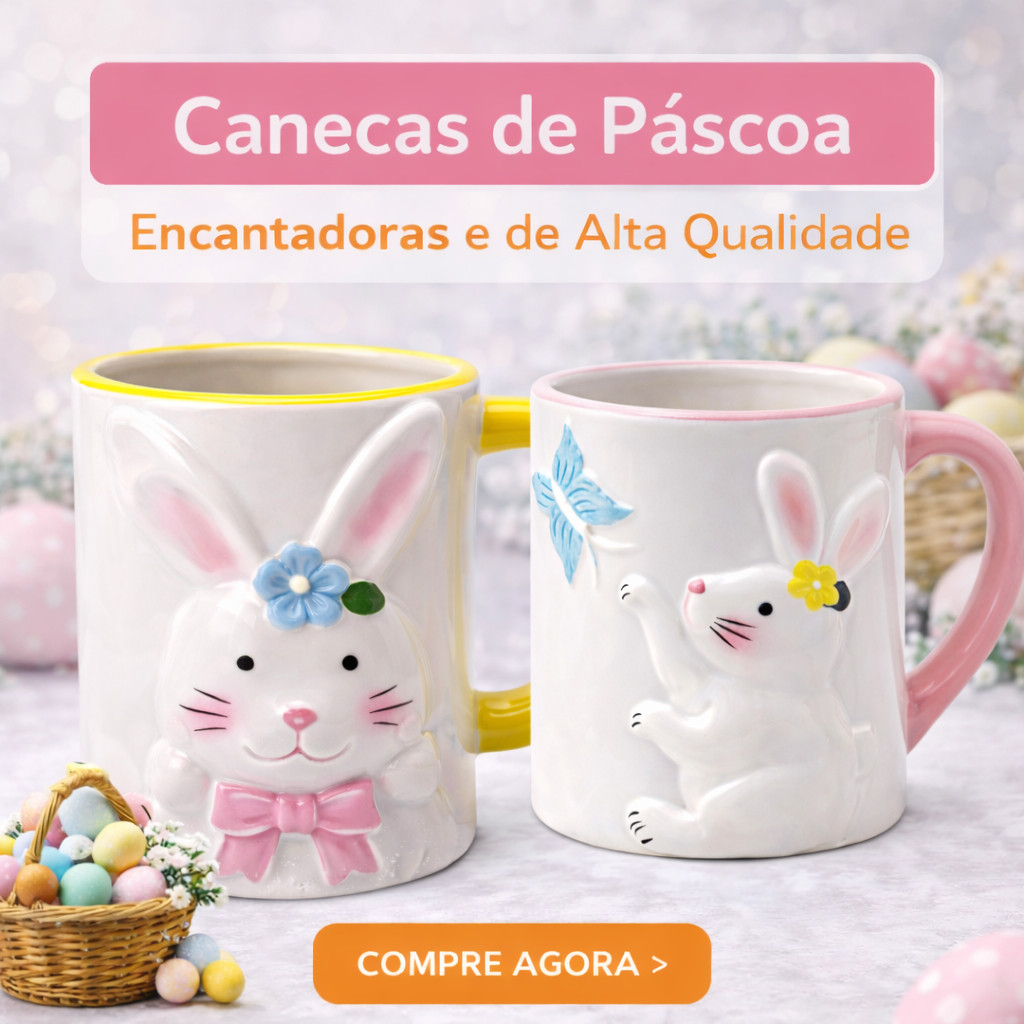 Caneca De Páscoa 330ML Coelho Garden Enfeite Deco
