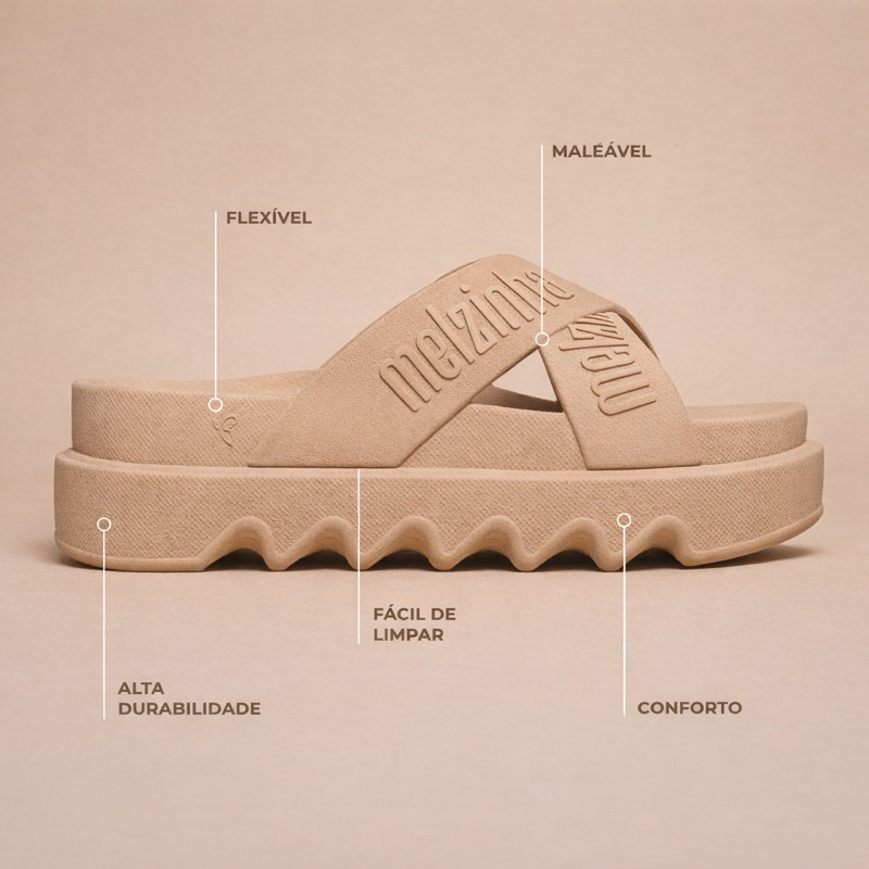 Papete  Slide Plataforma Tratorada 2 Tiras Feminin