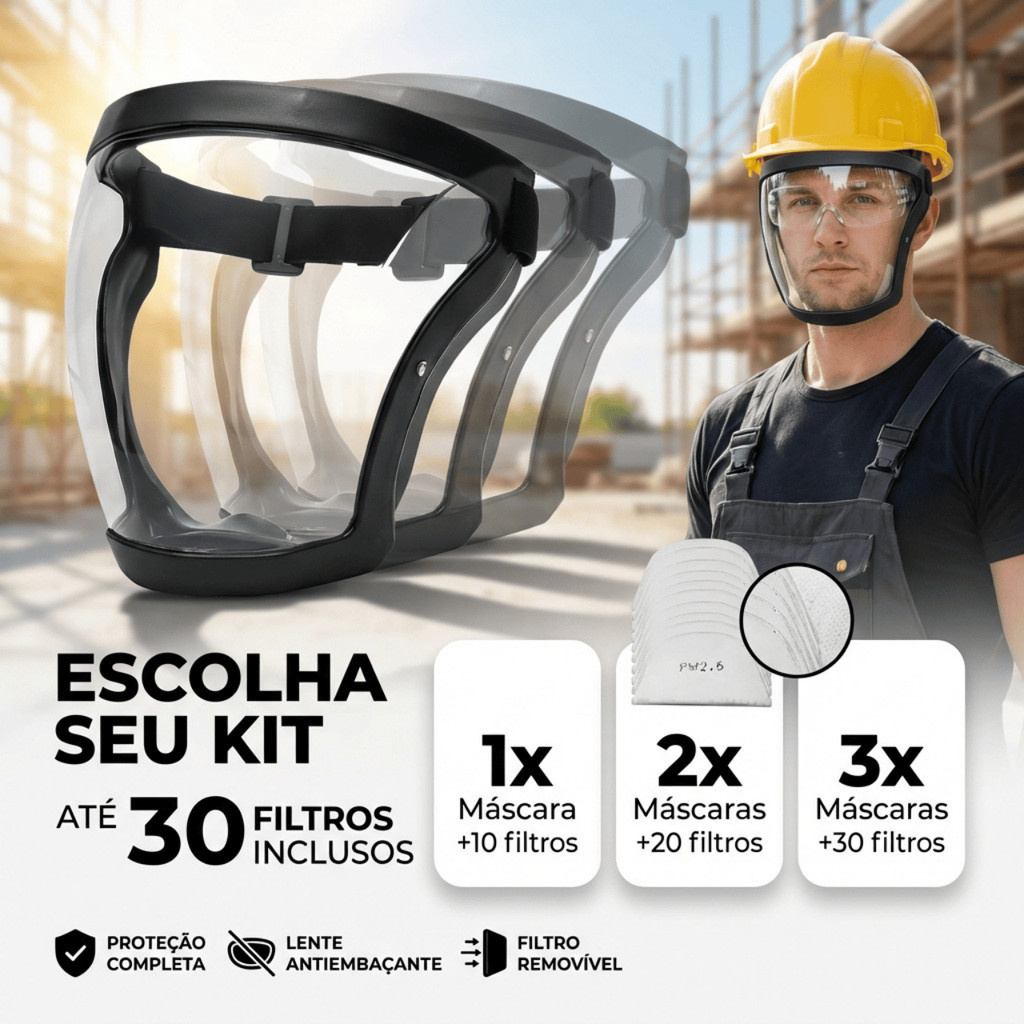 Máscara Facial Transparente Anti Poeira Proteçã