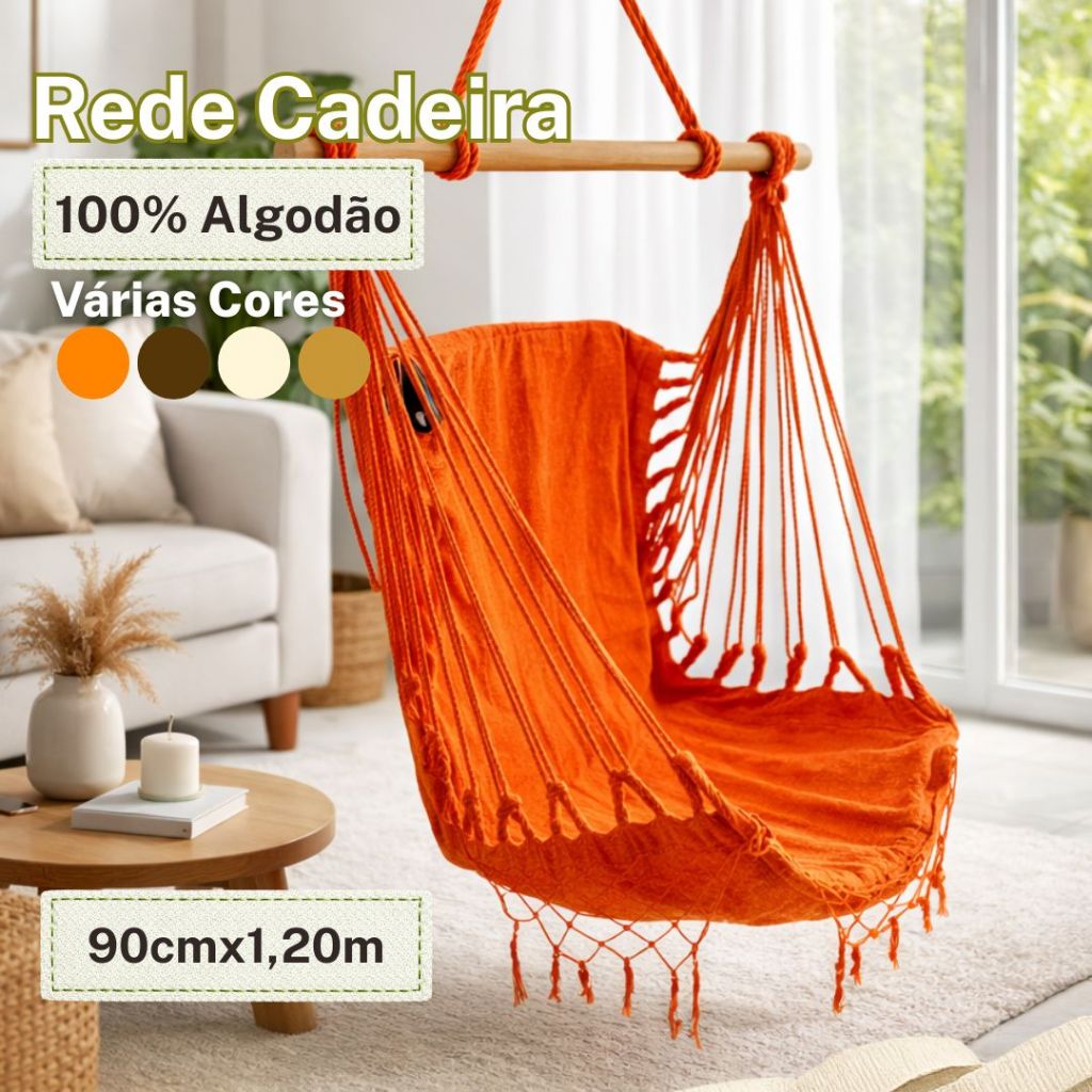 Rede Cadeira de Descanso 100% Algodão Macia e Res