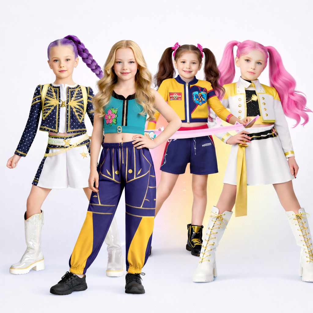 Fantasia Guerreiras Kpop Festa Pop Infantil Dança