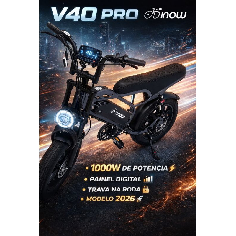 bicicleta elétrica v40 pro modelo 2026 painel dig
