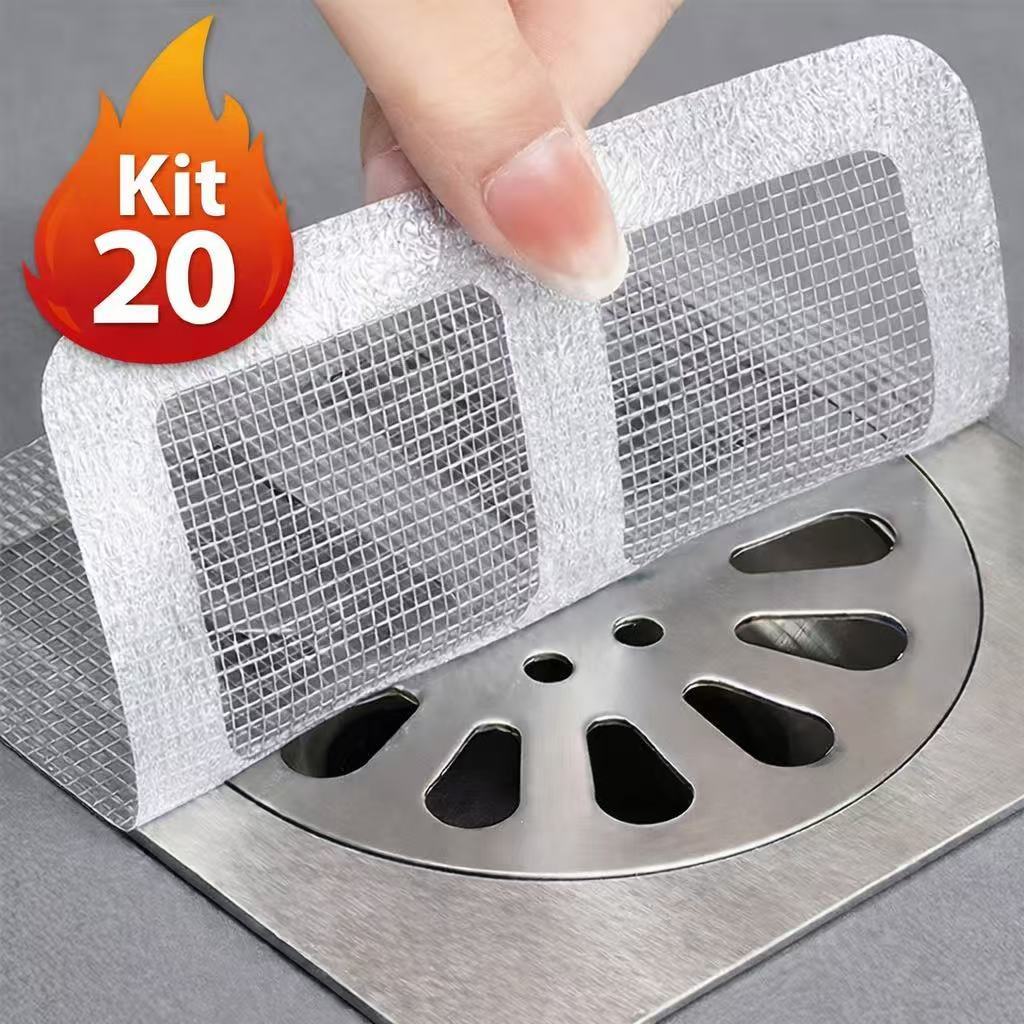 Kit1-20 Protetores de Ralo Adesivos com Tela Desca