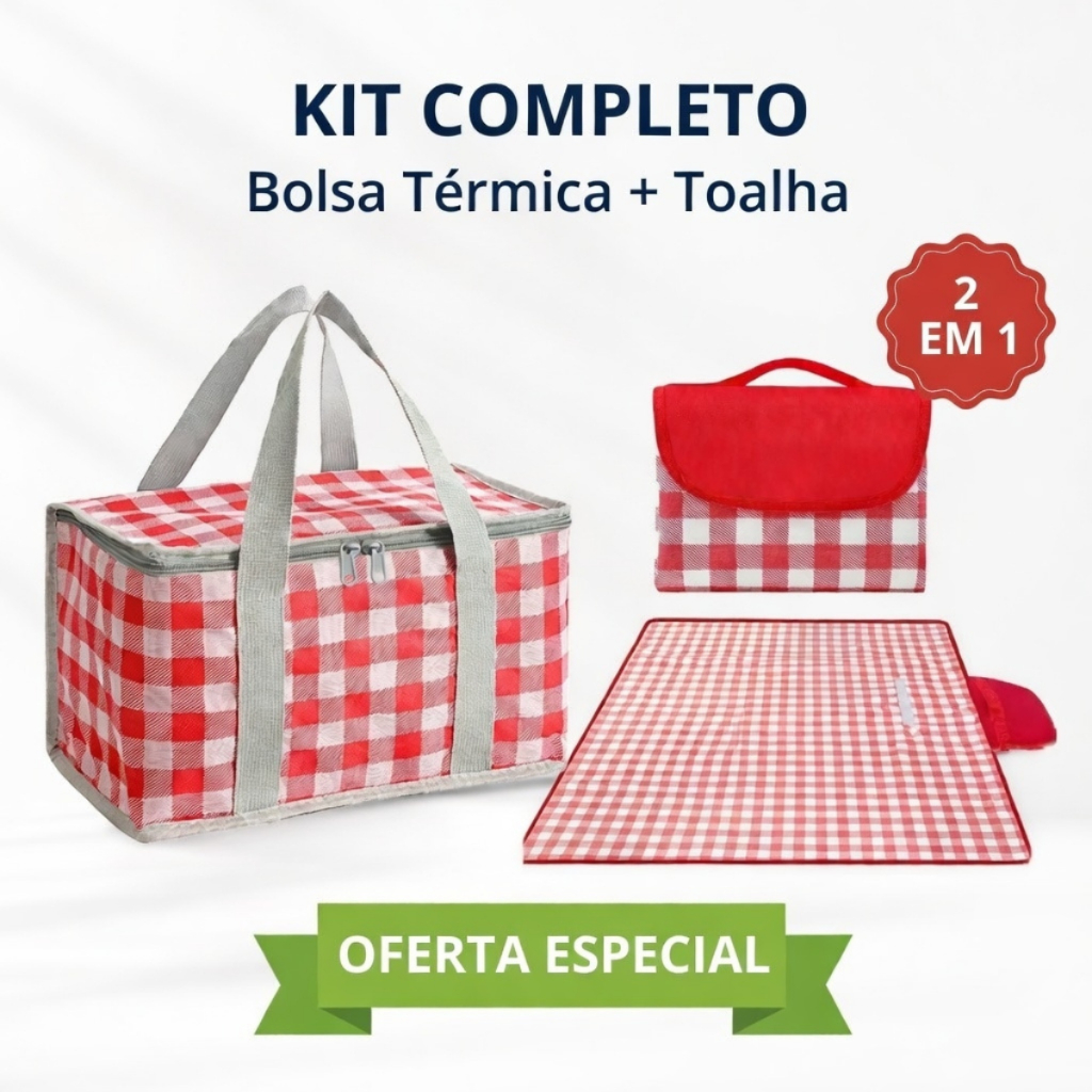 Kit Bolsa Térmica + Toalha de Picnic Camping Impe