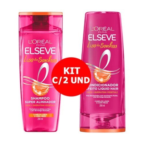 KIT ELSEVE LISO DOS SONHOS C/ 1 SHAMPOO 200ML + 1