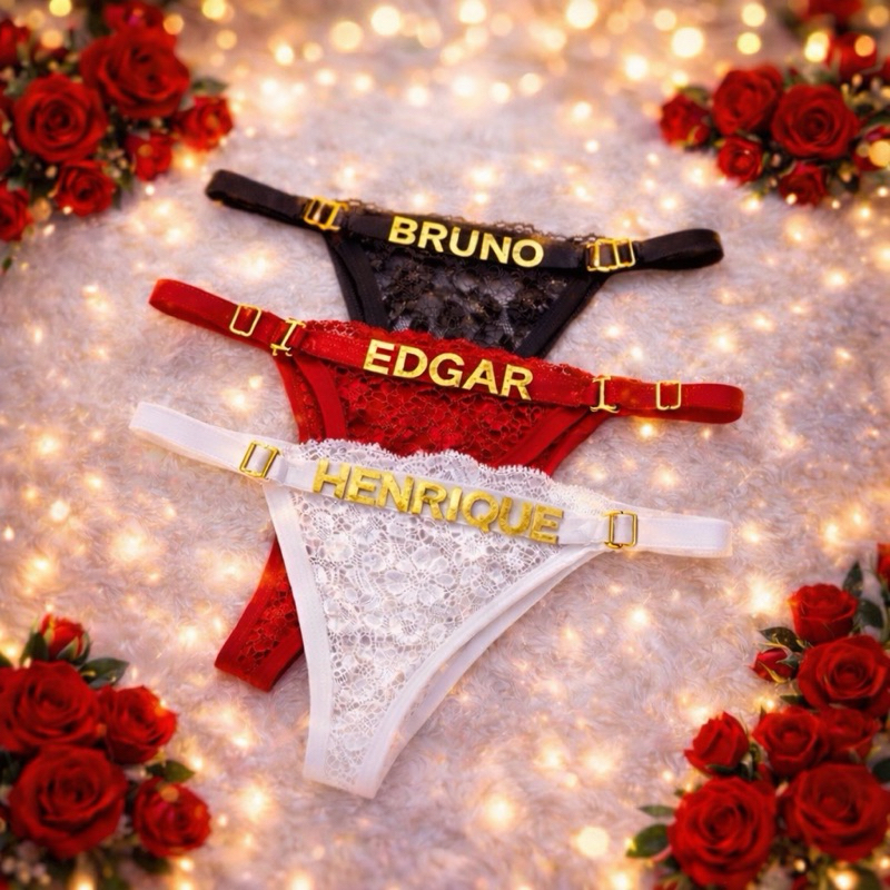 Calcinha de Renda Personalizada Com Nome ou Frases