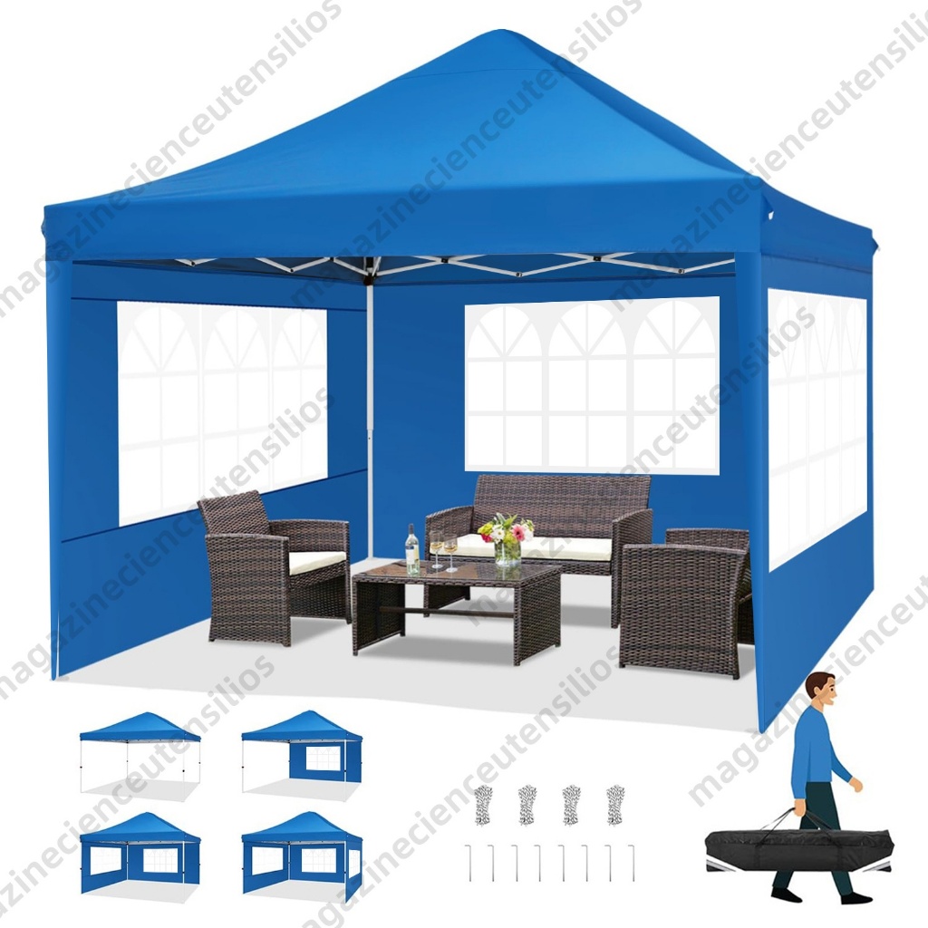 Tenda Gazebo Dobrável Sanfonada Com Parede Latera